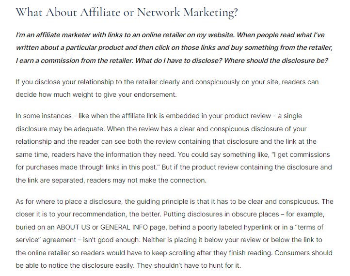 Disclose Affiliate Relationships and Avoid Link Cloaking