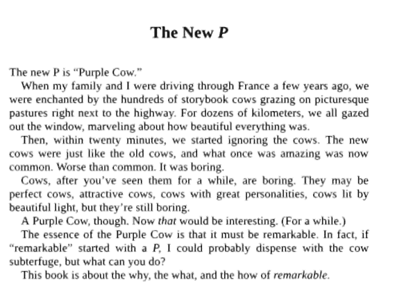 First page - Purple Cow Transform Your Business By Being Remarkable by Seth Godin