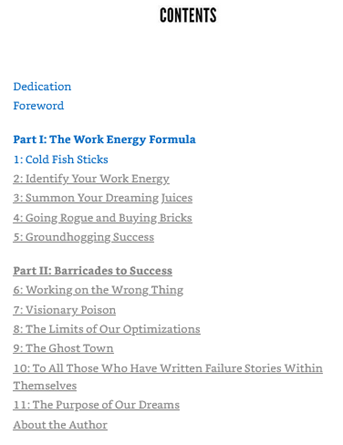 Table of contents - Work Energy by Jim Harmer